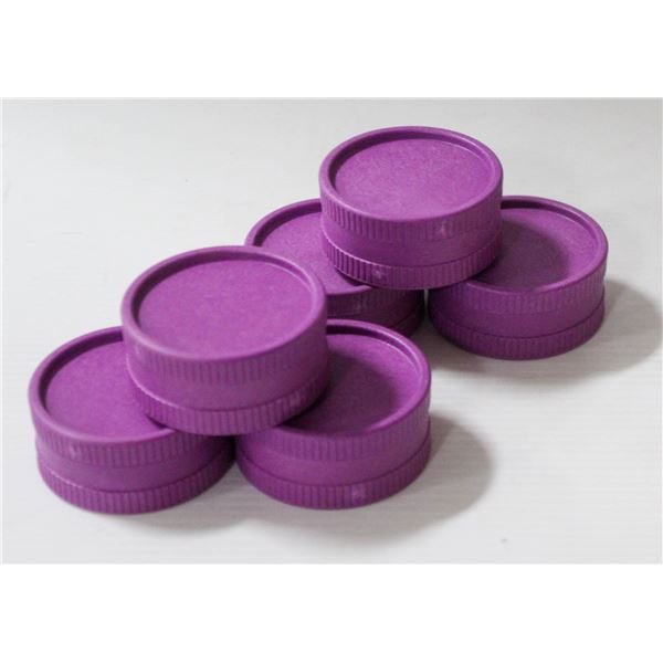 6PK OF BIOPLASTIC HERB GRINDERS; PURPLE