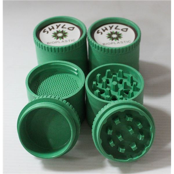 4PK OF GREEN SHYLO BIOPLASTIC HERB GRINDERS