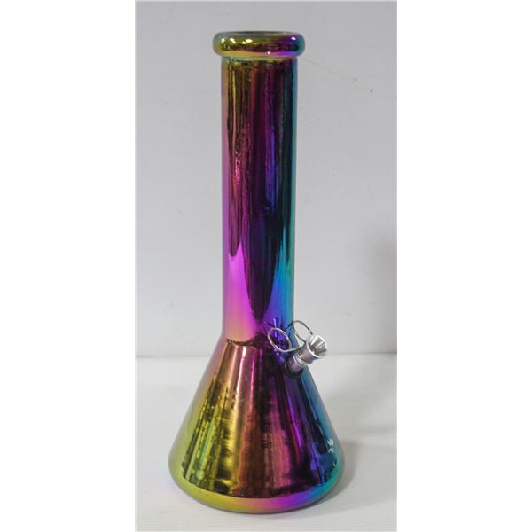NEW 12" RAINBOW METALLIC GLASS BEAKER BONG
