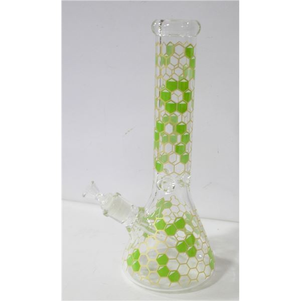 NEW 12" GREEN BEAKER BONG WITH HONEYCOMB DESIGN