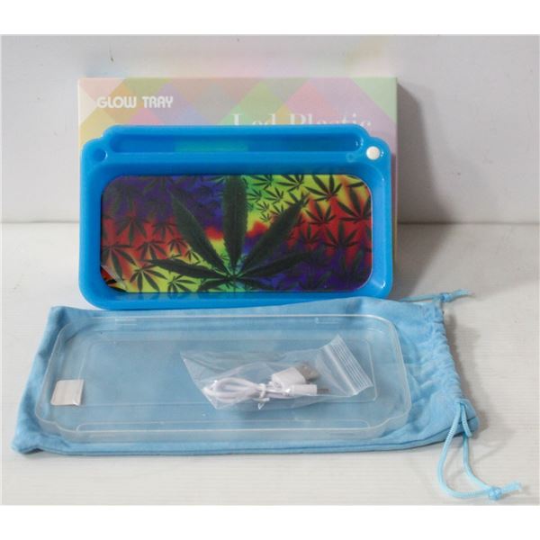 NEW BLUE GLOW TRAY; LED PLASTIC ROLLING TRAY- 7