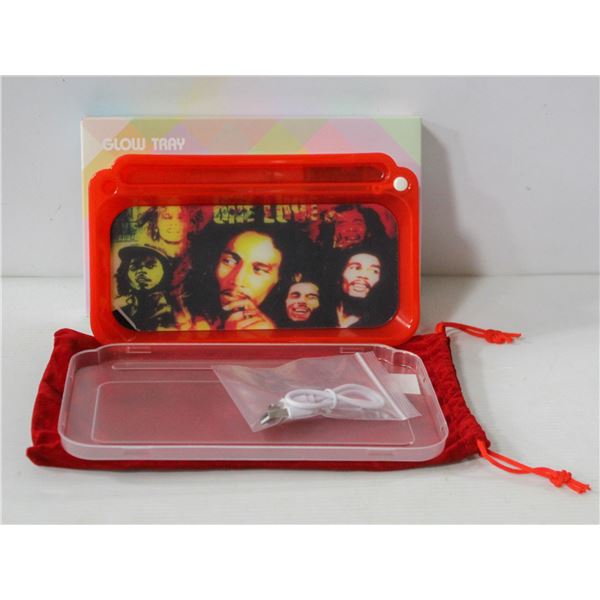 NEW RED GLOW TRAY; LED PLASTIC ROLLING TRAY- 7