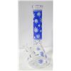 Image 1 : NEW 14" CLEAR BLUE LEAF ETCHED BEAKER BONG