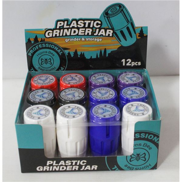 NEW 12PK HORNSBEE PLASTIC GRINDER AND STORAGE JARS