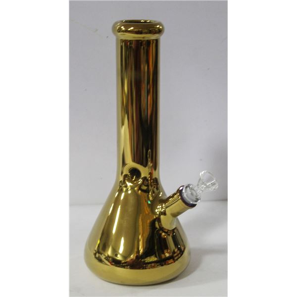 NEW 12" GOLD COLOURED BEAKER BONG