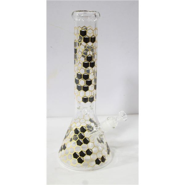 NEW 13.5" BLACK HONEYCOMB GLASS BEAKER BONG