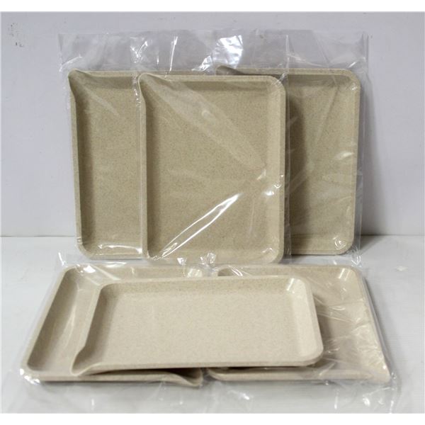 NEW 6PK  8" PLASTIC ROLLING TRAYS- CREAM