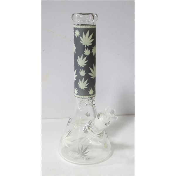NEW 14" CLEAR GREY ETCHED BEAKER BONG