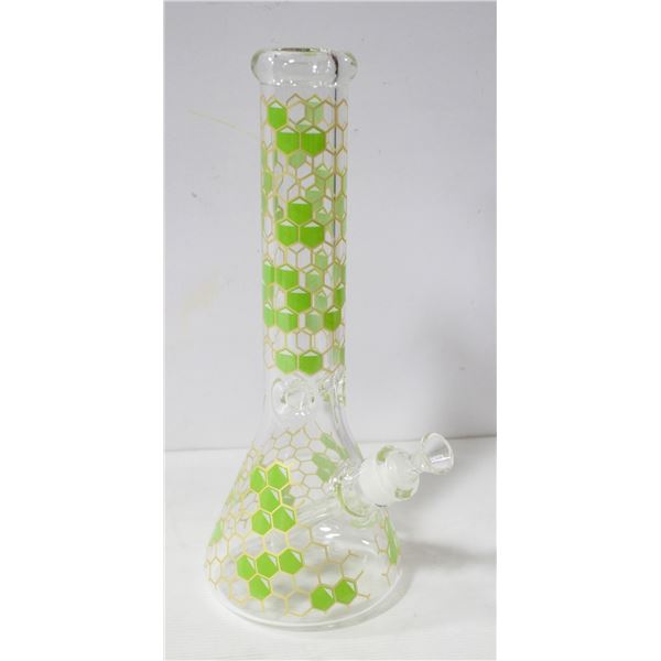NEW 14" GREEN HONEYCOMB GLASS BEAKER BONG