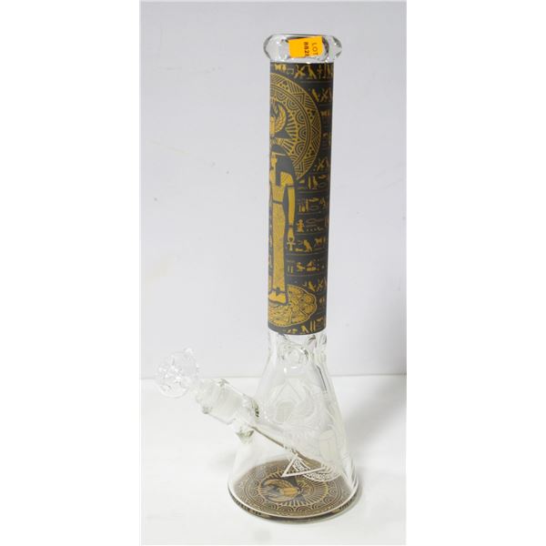 NEW 16" EGYPTIAN ETCHED GLASS BEAKER BONG
