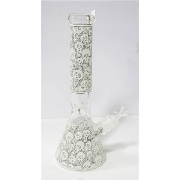 NEW" SKULL PRINTED GLASS BEAKER BONG