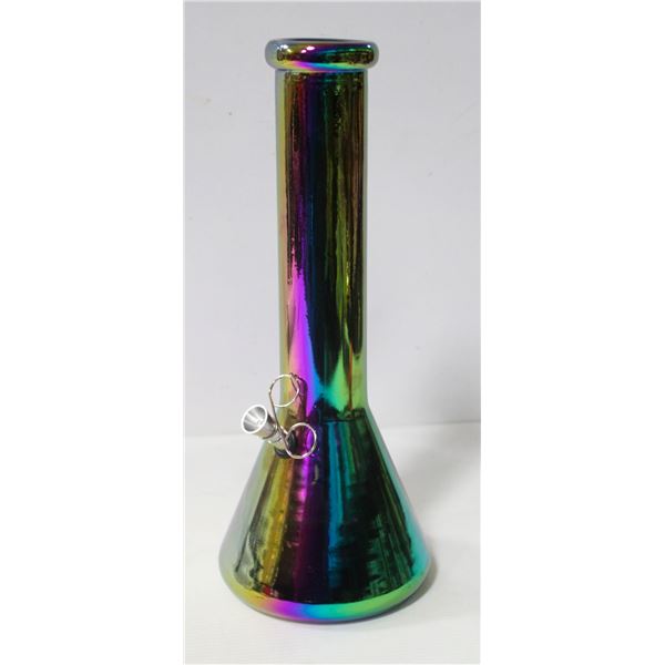 NEW 12"METALLIC RAINBOW BEAKER BONG