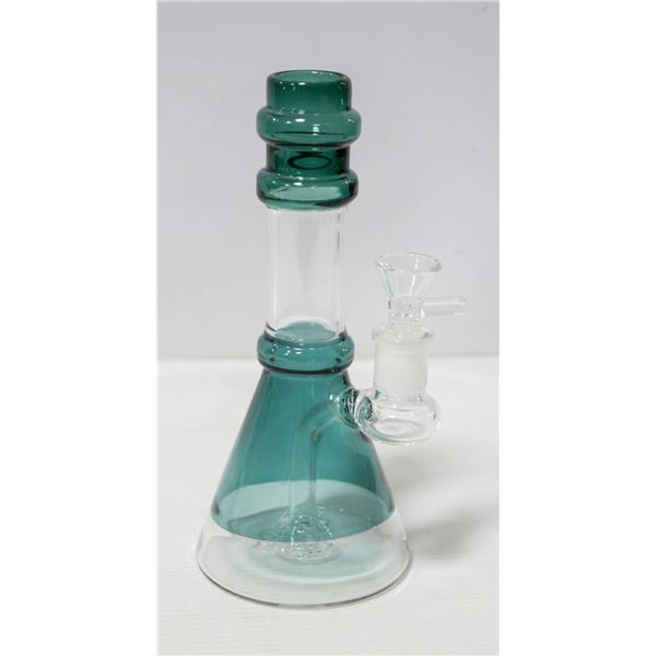 NEW 8" SMOKEY GREEN GLASS PERC BONG