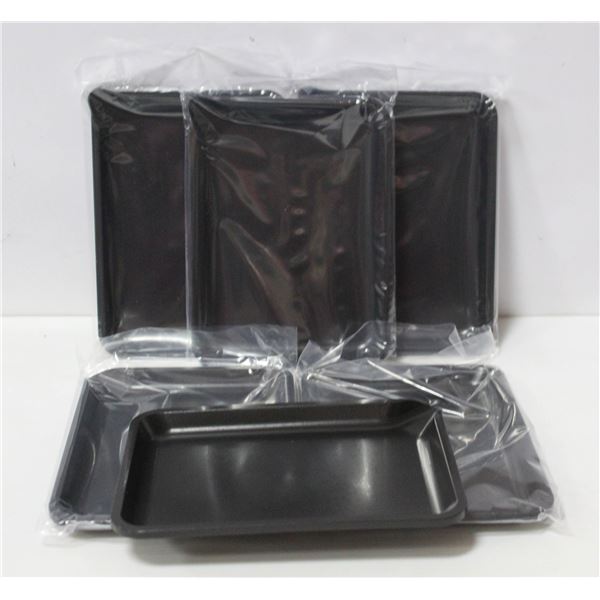 NEW 6PK  8" PLASTIC ROLLING TRAYS- BLACK