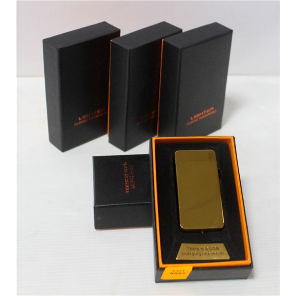 NEW 5PK OF USB RECHARGEABLE LIGHTERS; GOLD