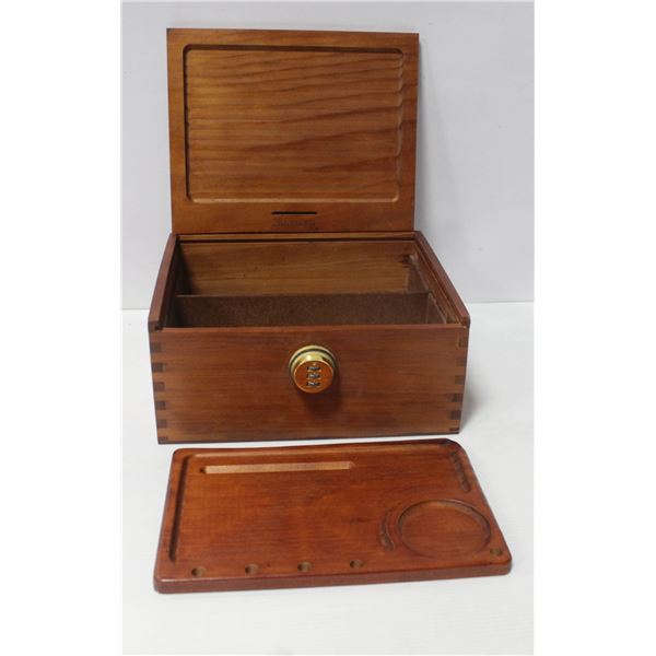 NEW SHOMORY WOODEN, LOCKABLE STASH BOX.