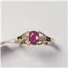 Image 1 : 10K YELLOW GOLD RUBY(0.56CT) DIAMOND(0.03CT)