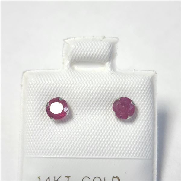 14K WHITE GOLD RUBY(0.85CT) EARRINGS