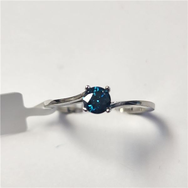 10K WHITE GOLD BLUE DIAMOND (TREATED)(0.32CT)RING