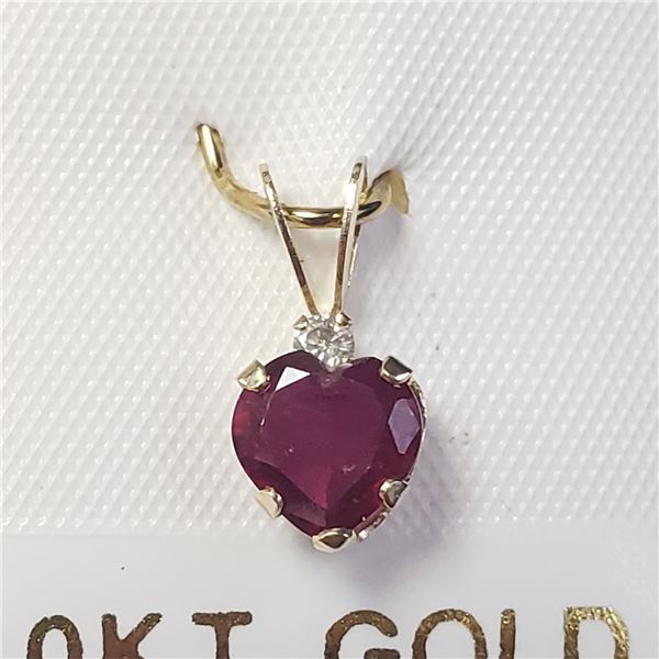 10K YELLOW GOLD RUBY(1CT) DIAMOND(0.03CT)