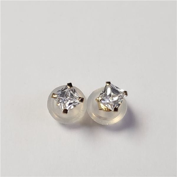 14K YELLOW GOLD CZ EARRINGS, MADE IN CANADA