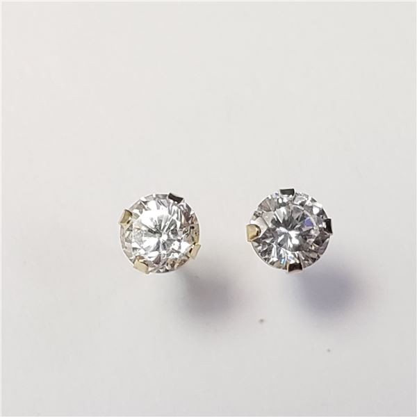 14K YELLOW GOLD CZ   EARRINGS, MADE IN CANADA