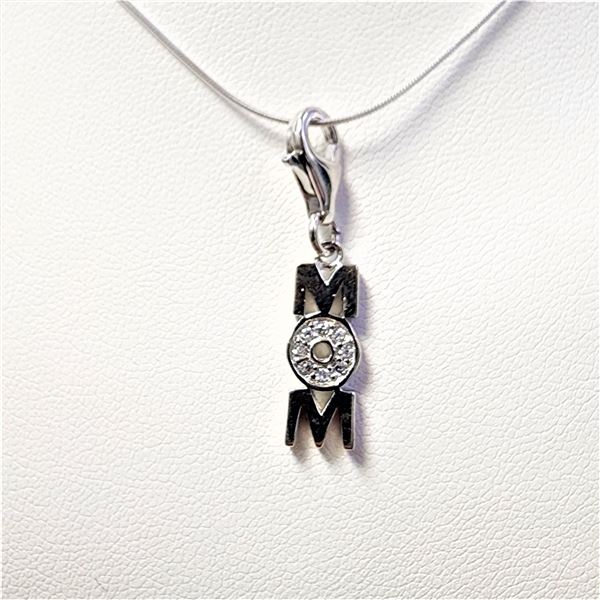 SILVER CZ "MOM" 18" NECKLACE