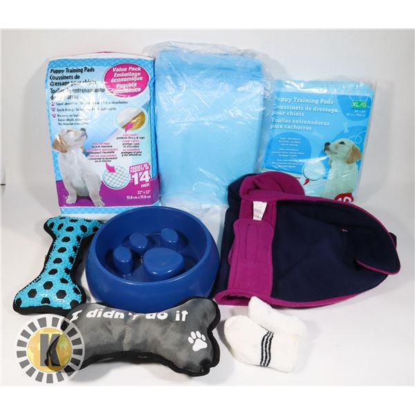 PUPPY PACK 1, TOYS COATS, SHOES, DISH, TRAINING