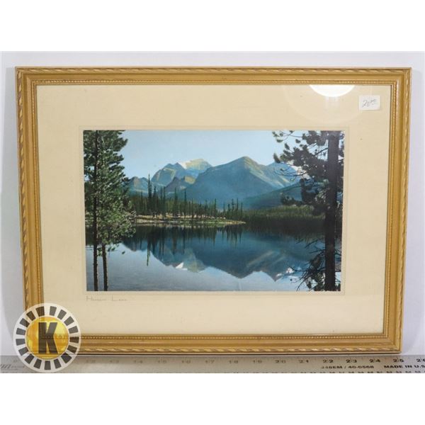 VINTAGE FRAMED MATTED PICTURE OF HERBERT LAKE