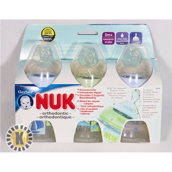 NEW NUK ORTHODONTIC BOTTLE SET