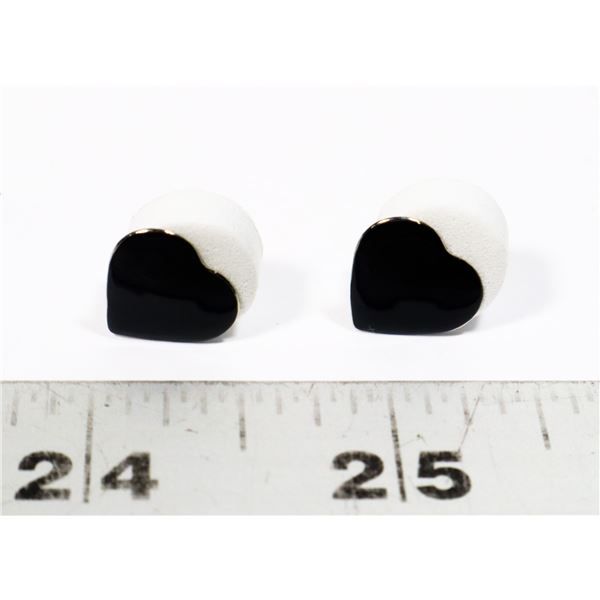 NEW 80'S STYLE BLACK HEART STUD EARRINGS