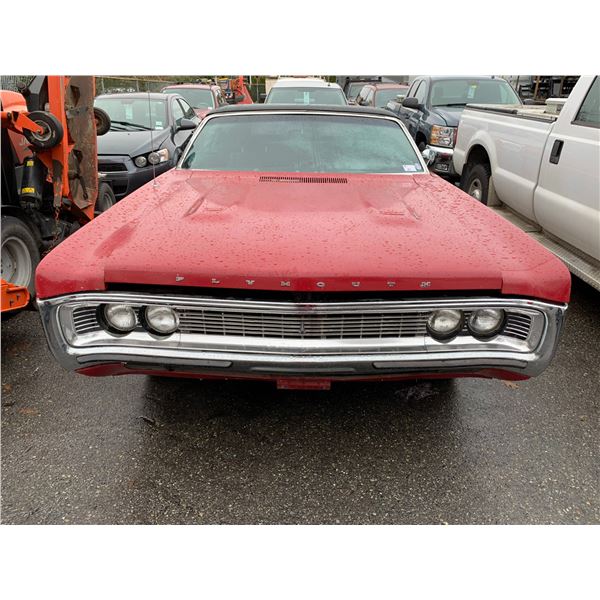 1970 PLYMOUTH FURY III, 2DR CONVERTIBLE, RED, VIN PM27L0D196224