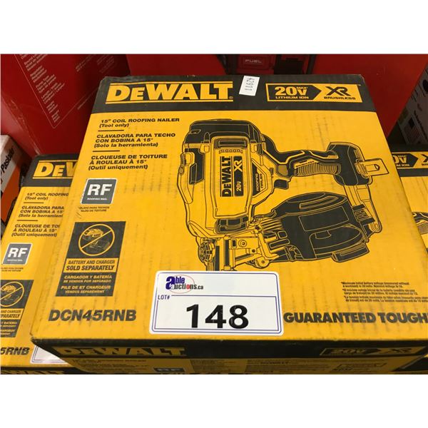 DEWALT DCN45RNB 20V CORDLESS ELECTRIC 15 DEGREE COIL ROOFING NAILER