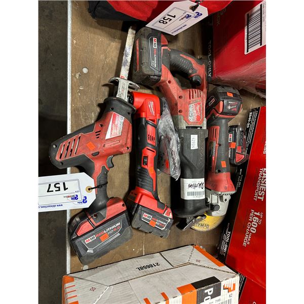 LOT OF ASSORTED MILWAUKEE CORDLESS POWER TOOLS INCLUDING SAWZALL, HACKZALL, ANGLE GRINDER,