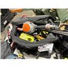 Image 2 : TOOL BAG WITH ASSORTED CONTENTS INCLUDING PNEUMATIC INDUSTRIAL NAIL GUN, RYOBI CORDLESS DRILL,