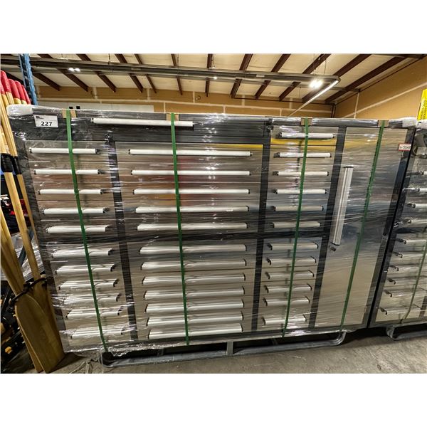 STEELMAN STAINLESS STEEL 35 DRAWER SINGLE DOOR TOOL CABINET 58"H X 86"W X 23"D WITH