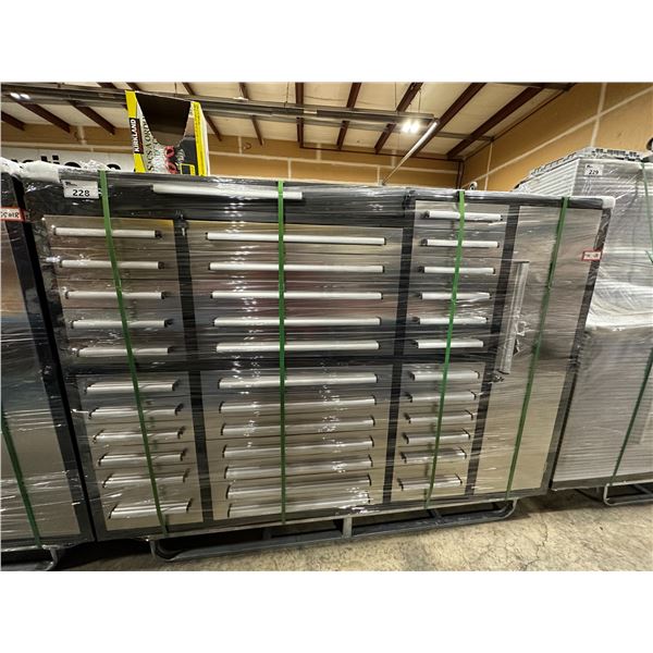 STEELMAN STAINLESS STEEL 35 DRAWER SINGLE DOOR TOOL CABINET 58"H X 86"W X 23"D WITH