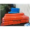 Image 1 : BLUE 95" X 43" INDUSTRIAL PALLET RACKING INCLUDING 40 UPRIGHTS, PALLET OF SUPPORT BARS, PALLET OF