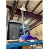 Image 2 : SHELF OF ASSORTED OFFICE SUPPLIES INCLUDING 2 TOWER FANS, STANDING LAMP, ILLUMINATED NAPA SIGN,