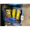 Image 2 : 3 BINS OF ASSORTED SAFETY HARNESSES, SAFETY STRAPS, ANCHOR PINS, AND HOOKS