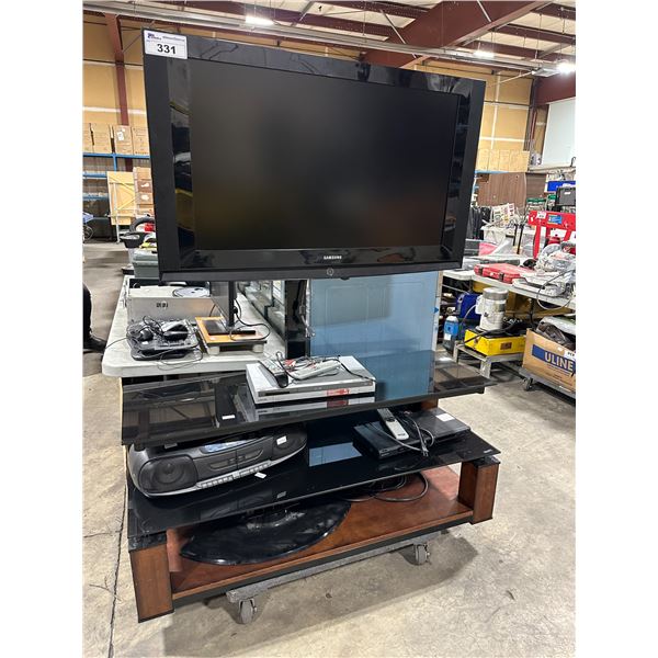 SAMSUNG LNT4032HX/XAC 40" LCD TELEVISION WITH REMOTE & POWER CABLE, MOUNTED ON