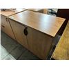 Image 2 : LIGHT WOOD 2 DOOR STORAGE CABINET 35.5" X 22" X 29"