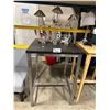 Image 3 : 2 BAR HEIGHT TABLES, GREY CHAIR & ASSORTED TABLE LAMPS