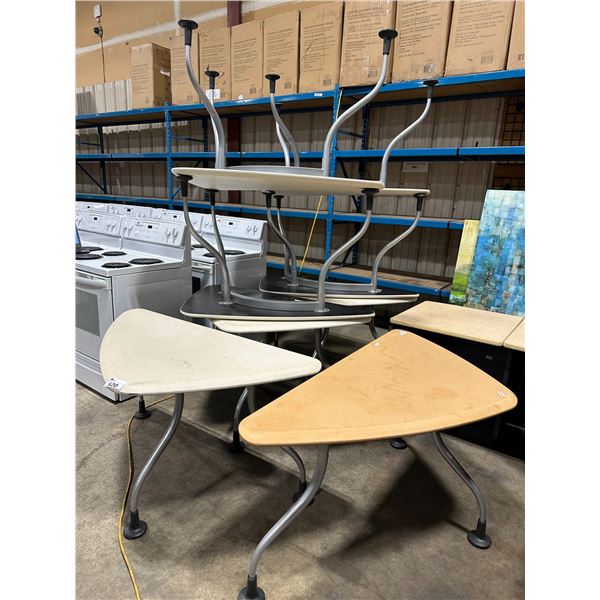 8 HERMAN MILLER KIVA COLLECTION TRIANGULAR TOP 54 W X 28 D X 28 H WORK TABLES