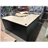 Image 2 : MAPLE TOP / GREY L-SHAPE 62" X 62" CORNER DESK WITH 2 RETURNS