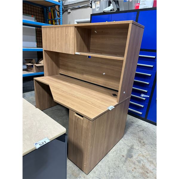 OAK EXECUTIVE DESK WITH 2 DOOR STORAGE HUTCH