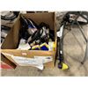 Image 2 : 4 BOXES OF ASSORTED AUTOMOTIVE PARTS AND HARDWARE INCLUDING LIGHTS, BELTS, FILTERS, AND ASSORTED