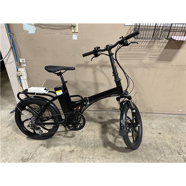 VTUVIA T20 BLACK 6 SPEED FRONT SUSPENSION 250 WATT ELECTRIC FOLDING BICYCLE WITH FULL DISC BRAKES,