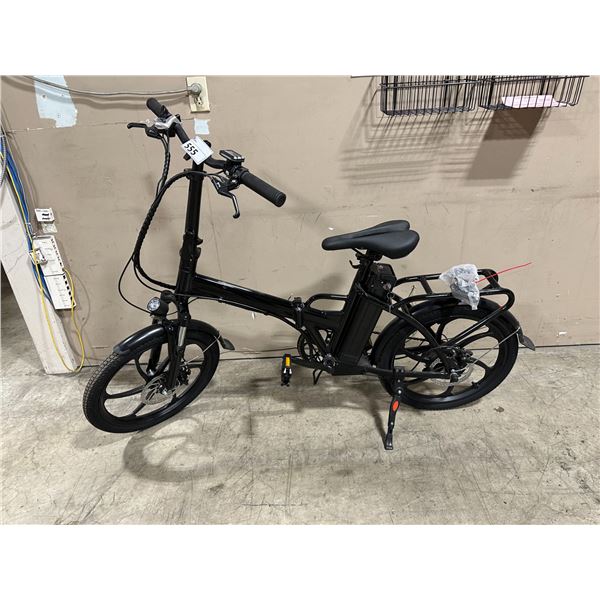 VTUVIA T20 BLACK 6 SPEED FRONT SUSPENSION 250 WATT ELECTRIC FOLDING BICYCLE WITH FULL DISC BRAKES,