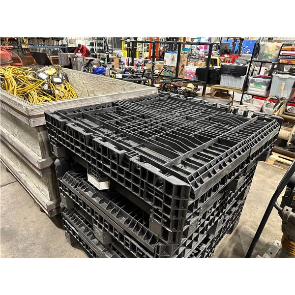 BLACK PLASTIC HEAVY DUTY COLLAPSIBLE PALLET STORAGE CRATE